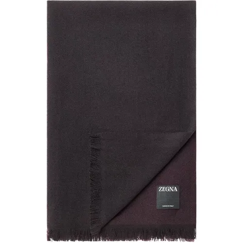 Bordeaux Scarf with Fringes and Zegna Logo , male, Sizes: ONE SIZE - Ermenegildo Zegna - Modalova