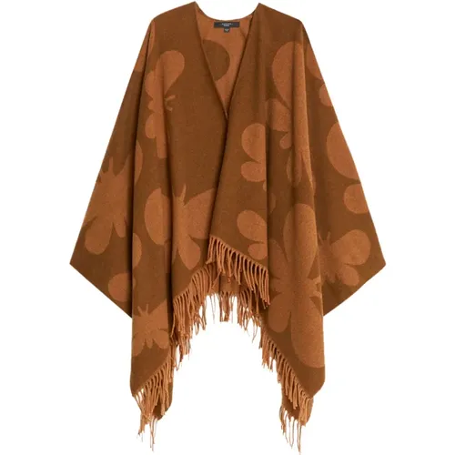 Camel Wool Poncho Chic Style , female, Sizes: ONE SIZE - Max Mara Weekend - Modalova