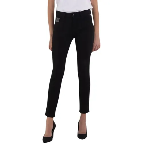 Hoch taillierte Stretch-Slim-Fit-Jeans , Damen, Größe: W26 L32 - Replay - Modalova