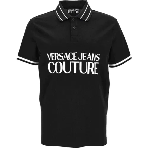 Schwarzes Polo-Shirt Regular Fit , Herren, Größe: L - Versace - Modalova