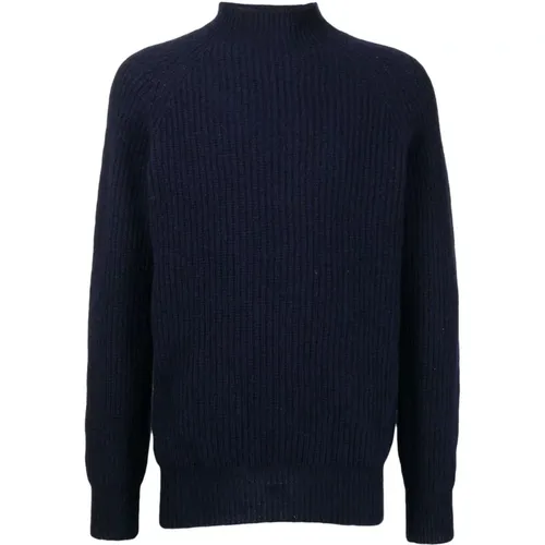 Navy Ribbed Turtleneck , male, Sizes: XL - YMC You Must Create - Modalova