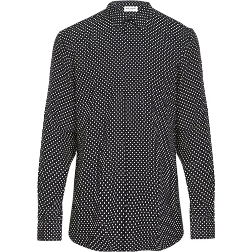 Men's Viscose Shirt with Polka Dot Pattern , male, Sizes: M, XL, 2XL - Saint Laurent - Modalova