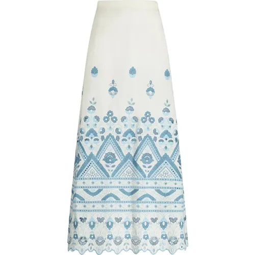 White Cotton Long Skirt with Lace , female, Sizes: XS, S - ETRO - Modalova