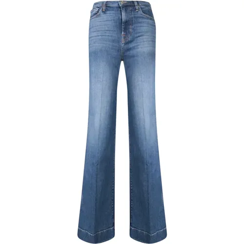 Blaue Flared Denim Jeans , Damen, Größe: W30 - 7 For All Mankind - Modalova