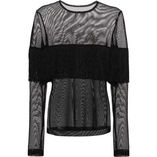 Chic Fringe Crewneck Top , female, Sizes: S, M - Norma Kamali - Modalova