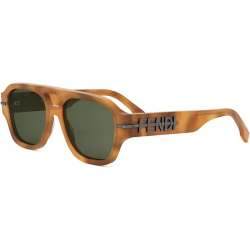 Pilot Sunglasses with Engraved Icons , male, Sizes: 55 MM - Fendi - Modalova