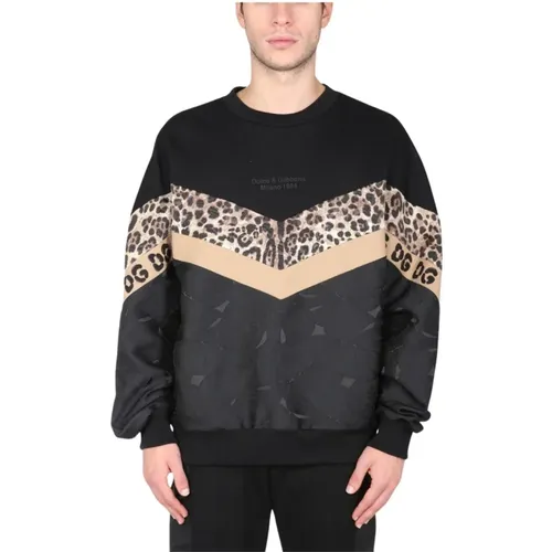 Animal Print Crew Neck Sweatshirt , male, Sizes: M - Dolce & Gabbana - Modalova