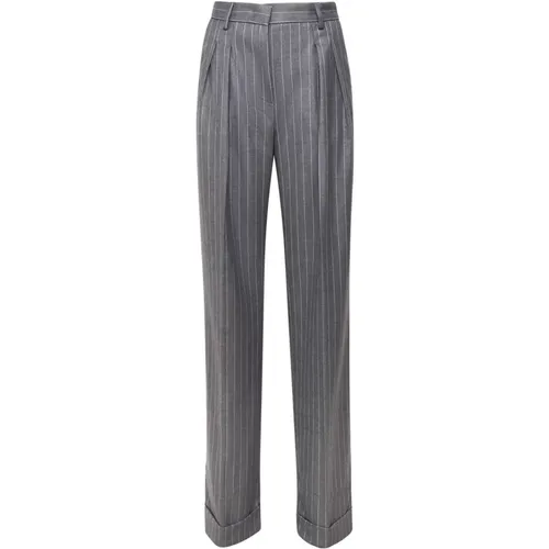 Pinstripe High Waist Trousers Grey White , female, Sizes: 2XL, XS - Andamane - Modalova