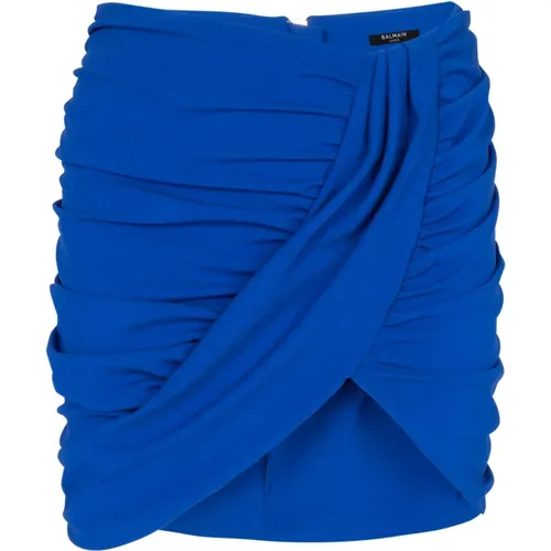 Draped jersey skirt , female, Sizes: XL, L, M, XS - Balmain - Modalova