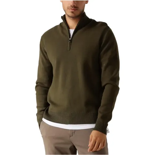 Grüner Half Zip Pullover für den Herbst , Herren, Größe: L - DSTREZZED - Modalova