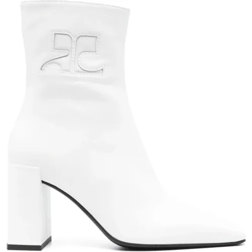 Weiße Stiefeletten mit Absatz , Damen, Größe: 39 EU - Courrèges - Modalova