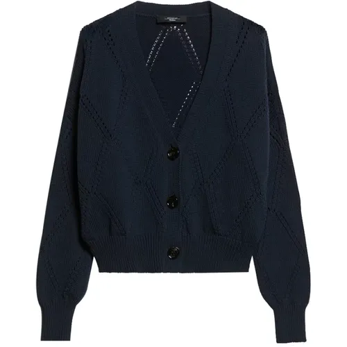 Blaue Weekend-Strickjacke , Damen, Größe: L - Max Mara Weekend - Modalova