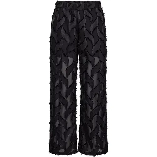 Schwarze weite Hose mit Fransendetails , Damen, Größe: M - Co'Couture - Modalova