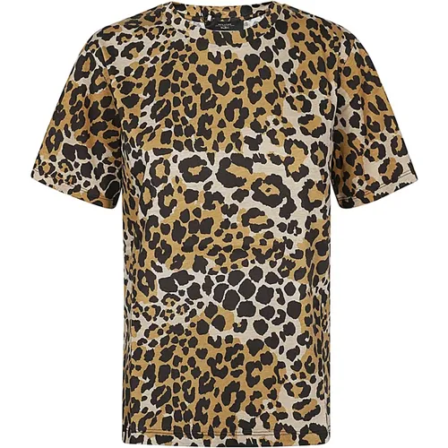 Leopard Print Cotton T-shirt , female, Sizes: XS - Max Mara Weekend - Modalova