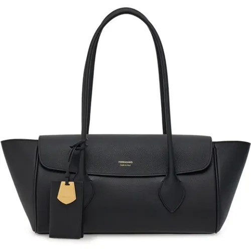 Logo Print Leather Tote Bag , female, Sizes: ONE SIZE - Salvatore Ferragamo - Modalova