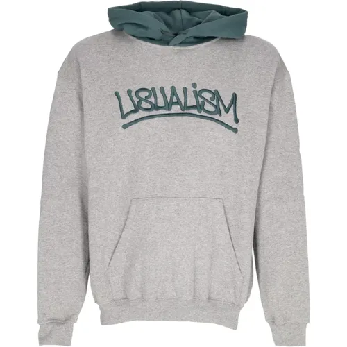 Bestickter Logo Hoodie Grau/Grün , Herren, Größe: M - Usual - Modalova