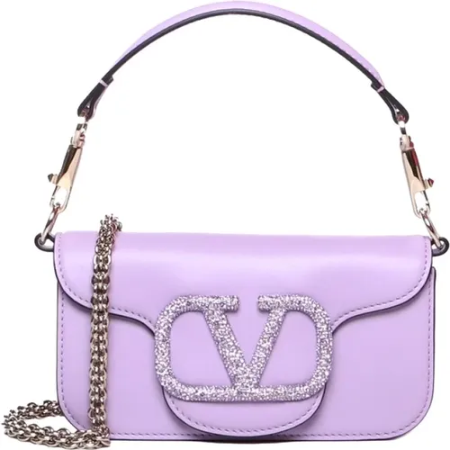 Locò Smooth Leather Handbag Aster Lilac , female, Sizes: ONE SIZE - Valentino Garavani - Modalova