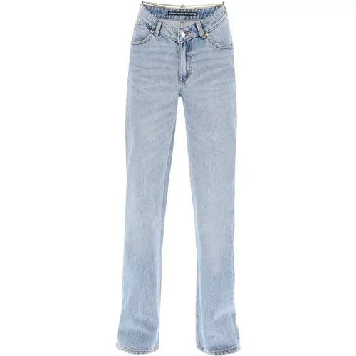 Jeans mit asymmetrischem Bund und Ketten-Detail , Damen, Größe: W29 - alexander wang - Modalova