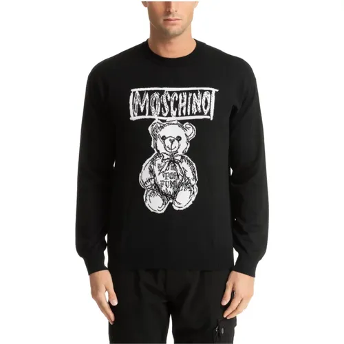 Abstract Teddy Bear Sweater with Logo , male, Sizes: L, S, M - Moschino - Modalova