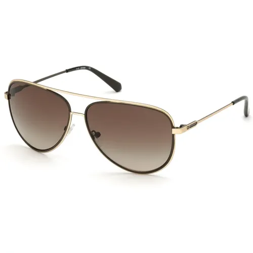 Goldene Braune Gradienten Sonnenbrille , Herren, Größe: 63 MM - Guess - Modalova