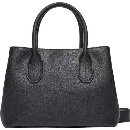 Schwarze Lederhandtasche mit abnehmbarem Riemen , Damen, Größe: ONE Size - PATRIZIA PEPE - Modalova