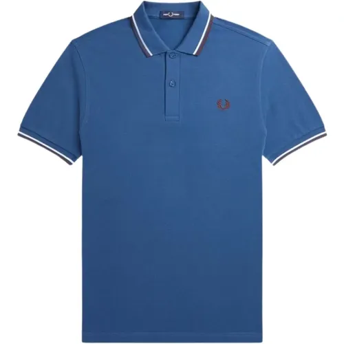 Slim Fit Twin Tipped Polo - Midnight / Snow White / Oxblood - Fred Perry - Modalova