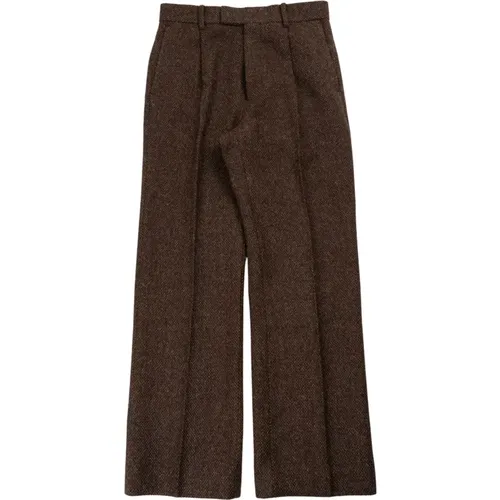 Braune Tweed Wollhose , Herren, Größe: S - Auralee - Modalova