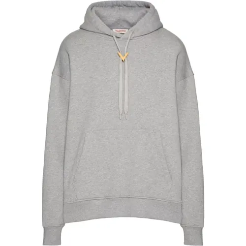 Logo Hoodie with Drawstrings Long Sleeve Front Pockets Straight Hem , male, Sizes: M, S, L - Valentino - Modalova