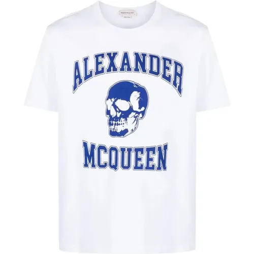 Varsity Skull Grafik T-Shirt Weiß , Herren, Größe: M - alexander mcqueen - Modalova