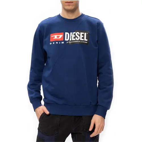 Blaues Langarm-Sweatshirt , Herren, Größe: S - Diesel - Modalova