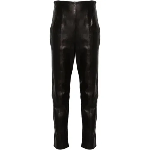 Leather Tapered Trousers , female, Sizes: S - Khaite - Modalova