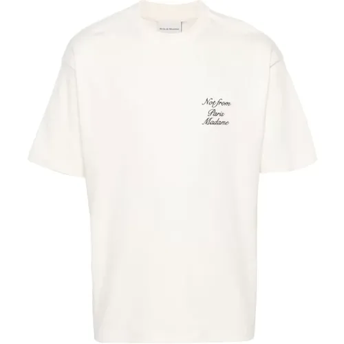 Besticktes Slogan Cursive T-Shirt , Herren, Größe: XL - Drole de Monsieur - Modalova
