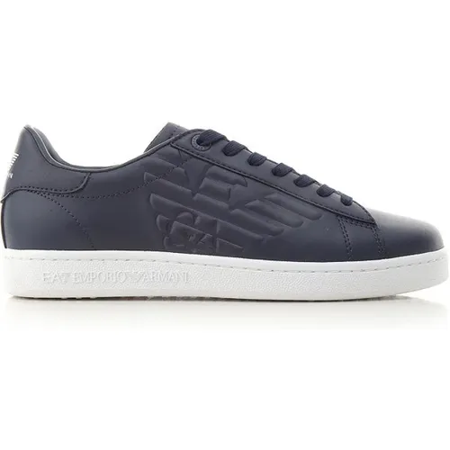 Navy Sneakers Round Toe Lace-up , male, Sizes: 9 1/3 UK, 6 UK, 7 1/3 UK, 10 UK, 8 2/3 UK, 6 2/3 UK - Emporio Armani EA7 - Modalova