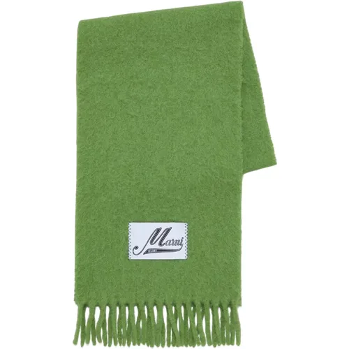 Brushed alpaca scarf with fringes , male, Sizes: ONE SIZE - Marni - Modalova