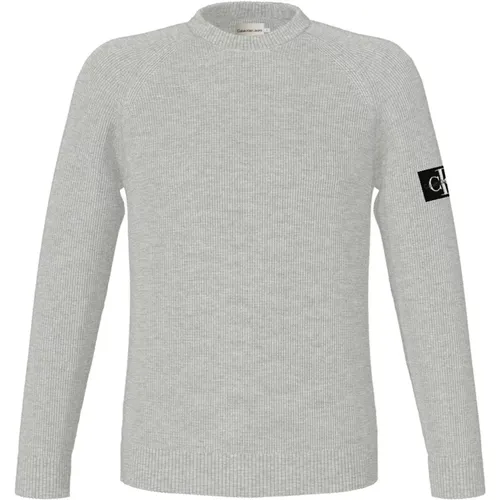 Grey Sweater Raglan Long Sleeve Cotton , male, Sizes: L, XL, M, S - Calvin Klein - Modalova