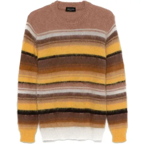 Brauner Gestreifter Mohair Pullover - Roberto Collina - Modalova