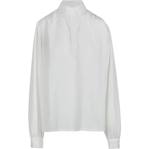 Silk Blend Shirt with Mandarin Collar , female, Sizes: S, L, M - Mauro Grifoni - Modalova