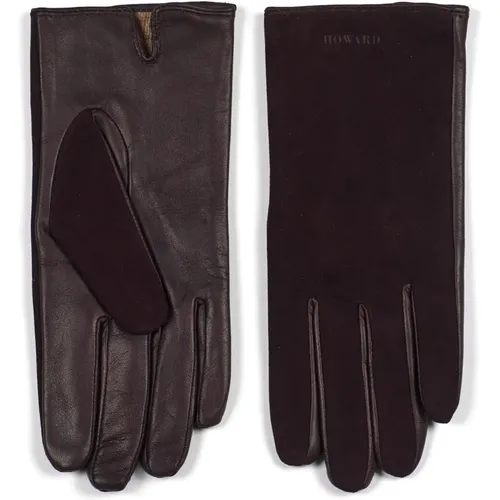 Dunkelbraune Lederhandschuhe für Damen , Herren, Größe: 8 1/2 IN - Howard London - Modalova