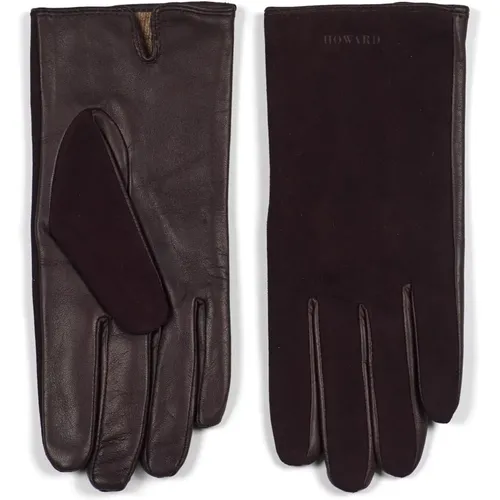 Dunkelbraune Lederhandschuhe für Damen , Herren, Größe: 8 IN - Howard London - Modalova