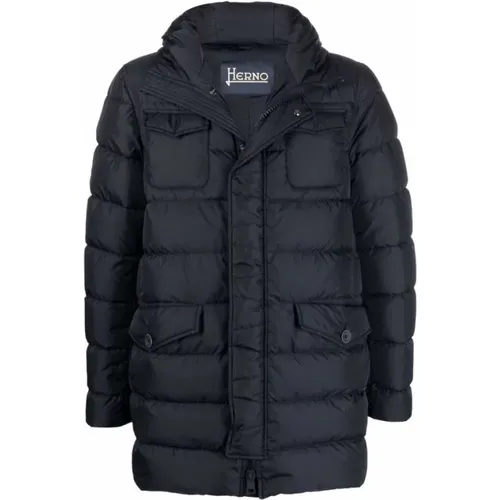 Dunkelblaue Parka Jacke , Herren, Größe: S - Herno - Modalova