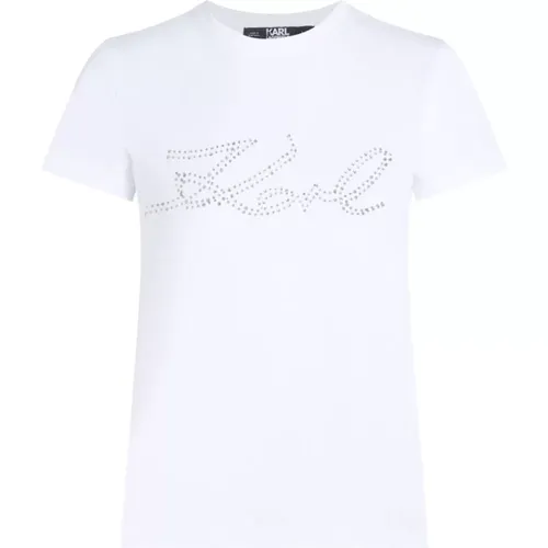 Logo Embellished T-shirt , female, Sizes: M, L, XL - Karl Lagerfeld - Modalova