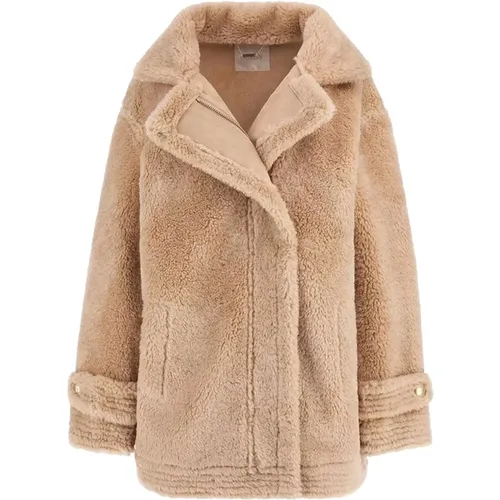 Shearling Mantel in Ecopelliccia Stil , Damen, Größe: M - Guess - Modalova