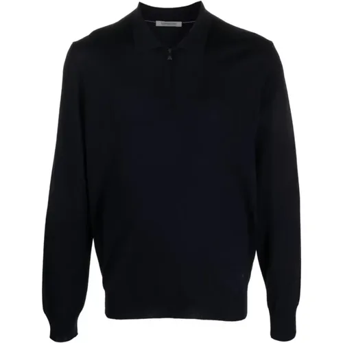 Woll-Zip-Polo-Shirt, 100% Schurwolle , Herren, Größe: L - Corneliani - Modalova