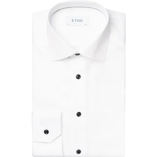Weißes Signature Twill Hemd mit Schwarzen Kontrastdetails , Herren, Größe: 4XL - Eton - Modalova