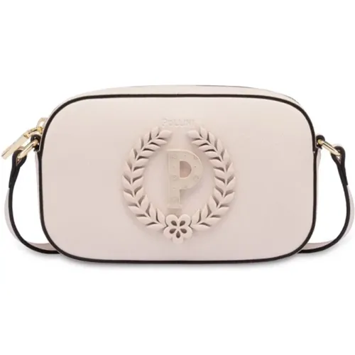 Ivory Shoulder Bag with Saffiano Print , female, Sizes: ONE SIZE - Pollini - Modalova