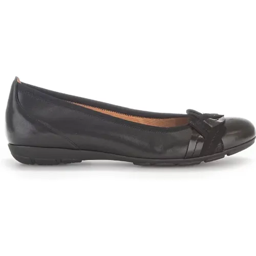 Moderne Schwarze Lederballerinas , Damen, Größe: 37 EU - Gabor - Modalova