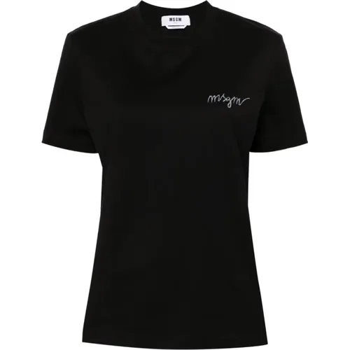 Schwarzes Tee , Damen, Größe: 2XS - MSGM - Modalova