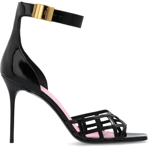Uma heeled sandals in patent leather , female, Sizes: 8 UK, 7 UK, 6 UK, 5 UK, 4 UK - Balmain - Modalova