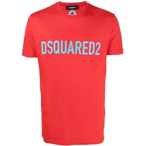 Logo-Print Crew-Neck T-Shirt in and Teal Blue , male, Sizes: 2XL, M - Dsquared2 - Modalova