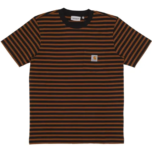 Striped Pocket T-shirt /Black , male, Sizes: S - Carhartt WIP - Modalova